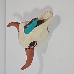 Small Native American Painted Cow Skull 4-Toes Southwestern